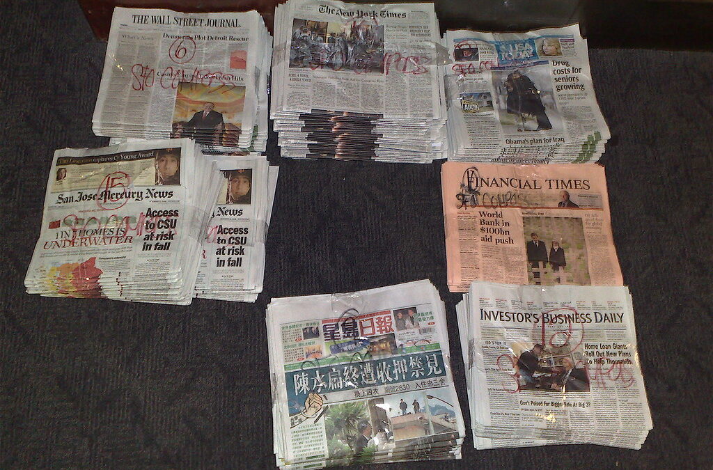 Newspaper stacks